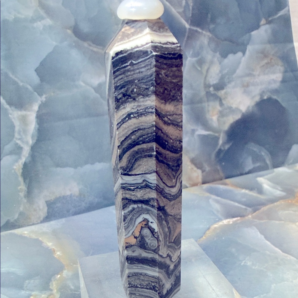 This 31/2” Crazy lace agate Tower is one of MOTHER NATURES Hippie Collection